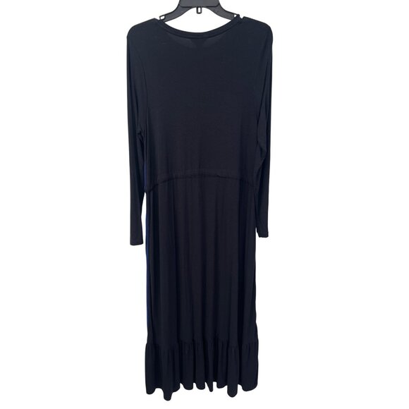 Saint+Sofia Meridian Dress Size 10 Long Sleeve Ruffle Hem Drawstring Waist Blue - Picture 3 of 9